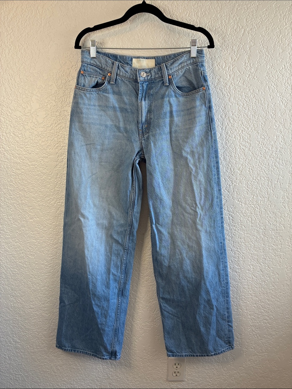 Mother Superior The Rerun Zip Sneak Jeans Wide Leg Baggy Light Wash Denim 26 - Picture 3 of 11